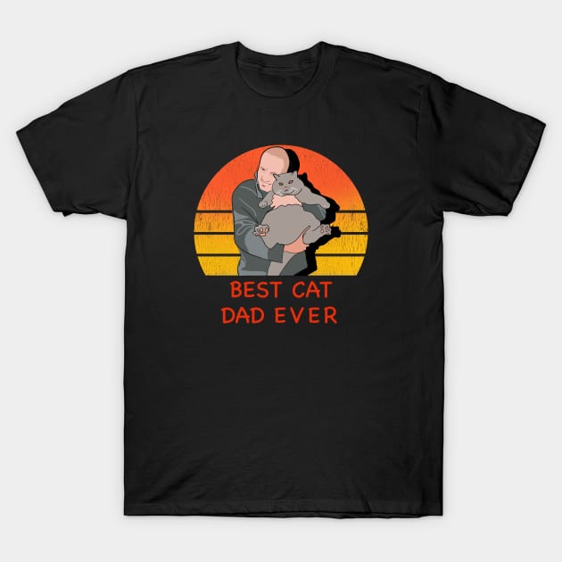 Best cat dad ever gray fat cat T-Shirt by PG Illustration